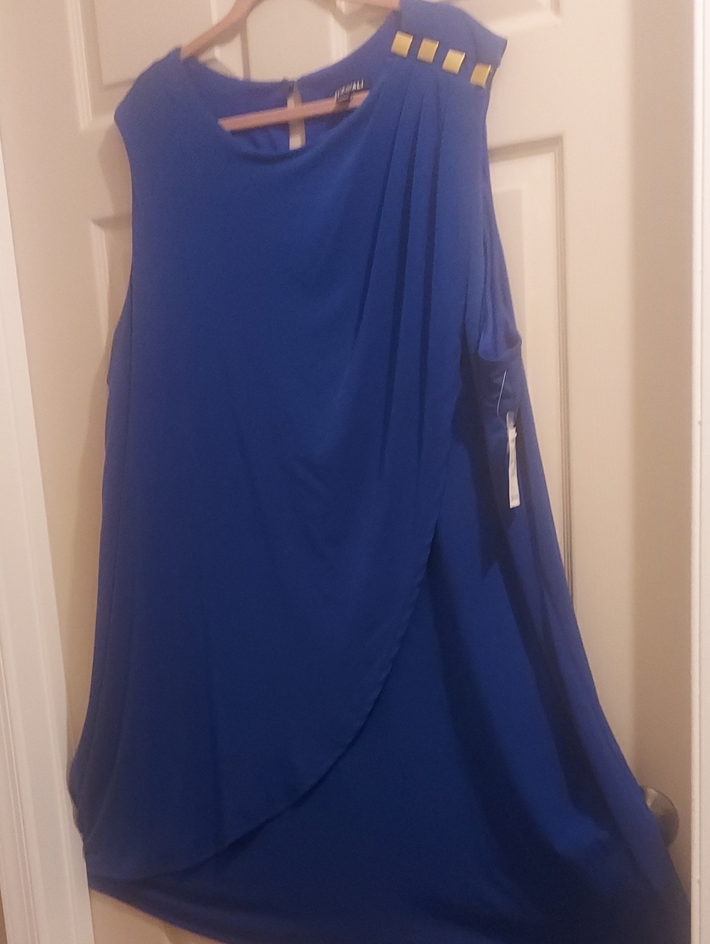Roz & Ali  Cobalt Blue Dress with Gold Studs